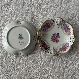 Effenbein Rosenthal - set of 2 Floral Porcelain Dish Set with Gold Accents